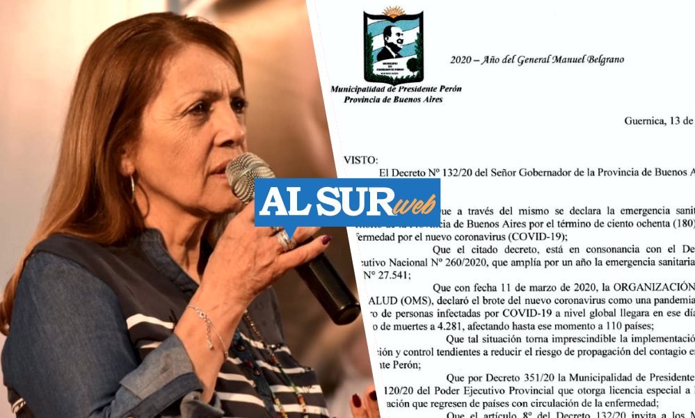 Coronavirus | Blanca antero decretó la Emergencia Sanitaria en Presidente Perón